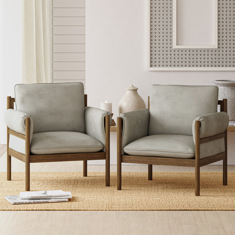 Wade Logan® Brierre Modern Upholstered Armchair with Solid Wood Frame ...